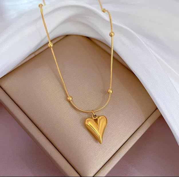 Trendy Heart Beads Chain Necklace